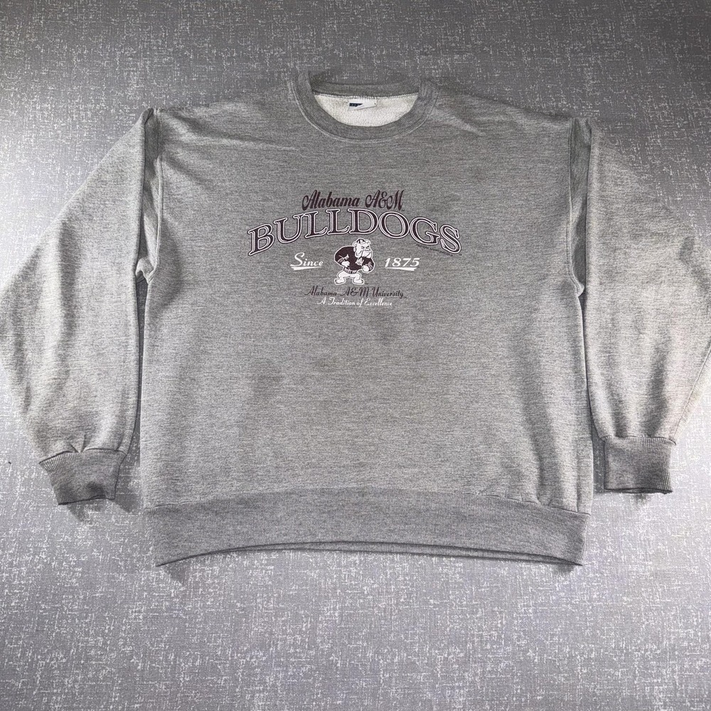 Alabama A&M Bulldogs Sweatshirt Mens Large Gray NCAA Football Jerzees Crewneck